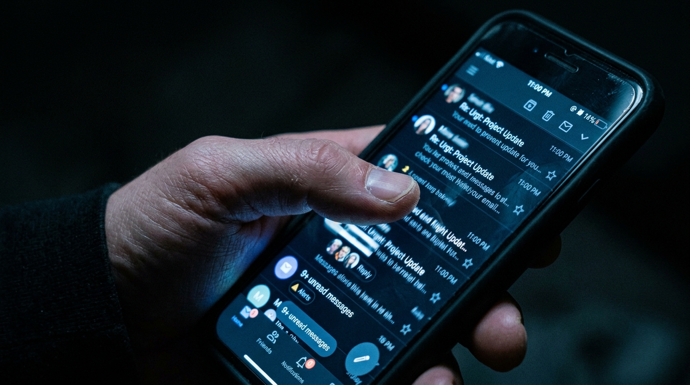 Celular de madrugada — mensajes de WhatsApp sin responder (no stock)